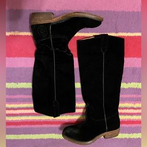 Leather-Lined Velvet Tall Boots